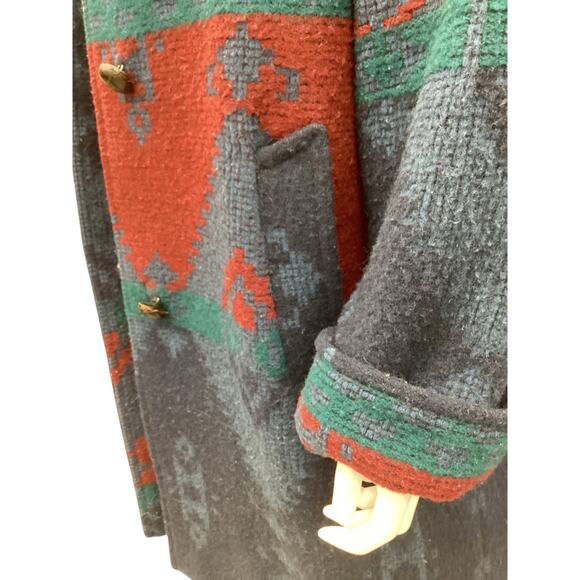 Vintage Larry Levine Women’s Coat Size M/L Wool Leather Buttons Hood Union Made - Picture 7 of 8